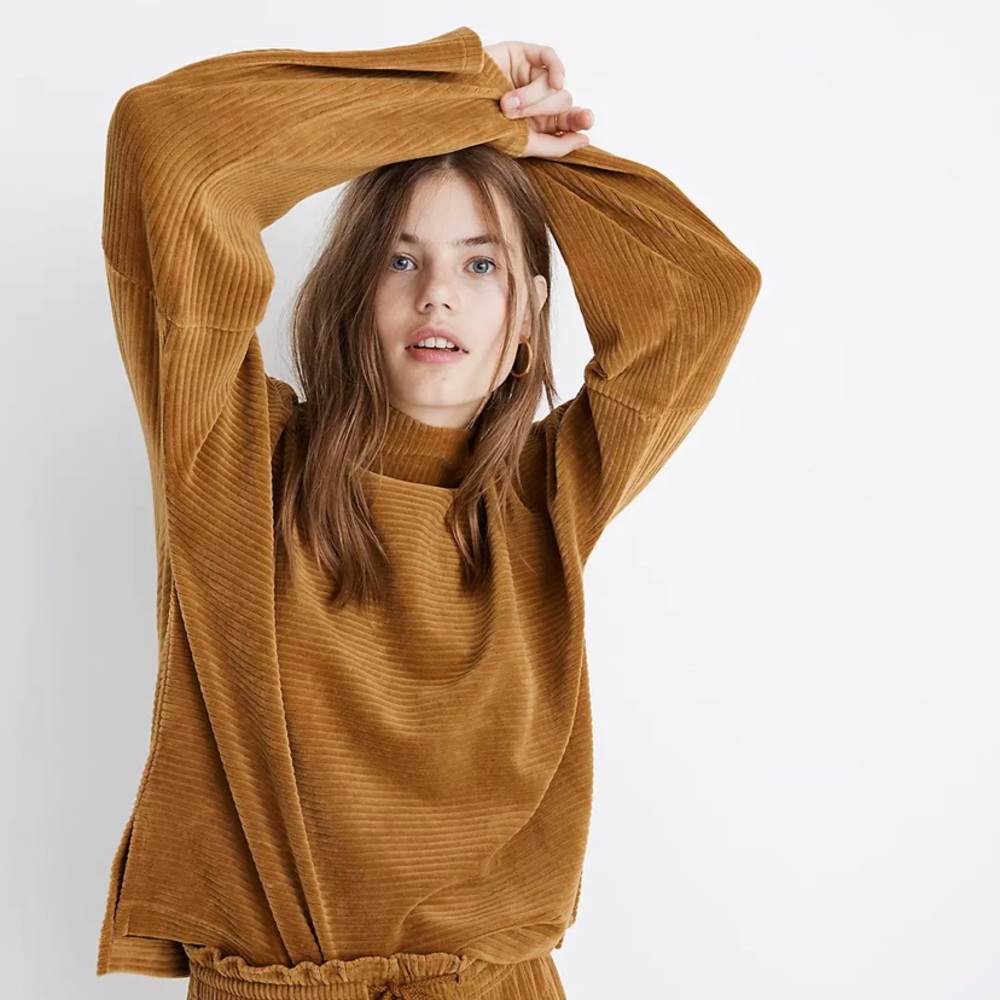 Texture & Thread Velour Corduroy Mockneck Top